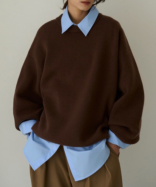 meilmada（メイルマダ）の「バイカラーニットプルオーバー（ニット/セーター・レディース・ブラウン/ブラック/グレー・FREE）」の21枚目の写真