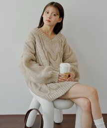 Chico | ケーブルVルーズニットワンピース(ワンピース)