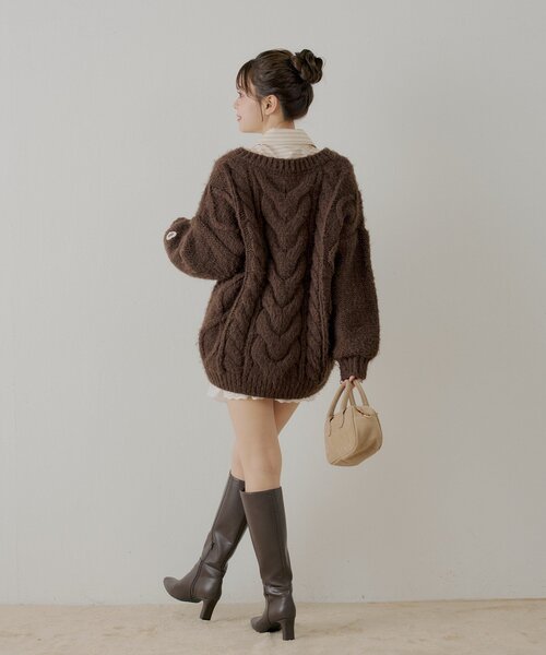 ケーブルVルーズニットワンピース（ワンピース）｜Chico（チコ）の