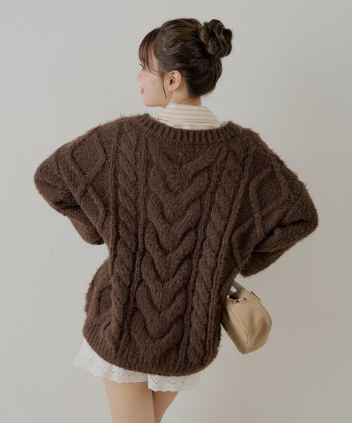 chiko様ご依頼用 ケーブルVルーズニットワンピース（ワンピース）｜Chico（チコ）の