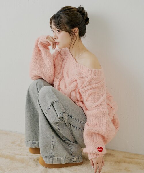 Chico（チコ）の「ケーブルVルーズニットワンピース（ワンピース・レディース・ベージュ/ブラウン/アイボリー/ピンク・FREE）」の17枚目の写真