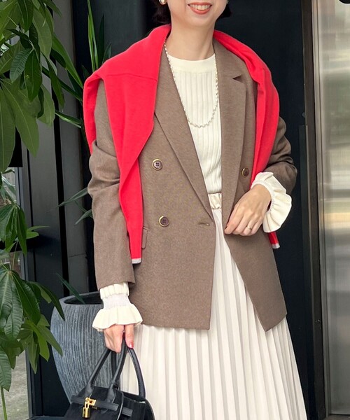 MICO COULIER（ミコクリエ）の「ツィードシャークテーラードダブルジャケット（テーラードジャケット・レディース・チャコールグレー/ブラウン・36/38）」の6枚目の写真