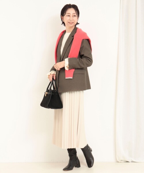 【日本製】エイココンドウ ミドルジャケット 42 タフタ ツィードシャークテーラードダブルジャケット（テーラードジャケット