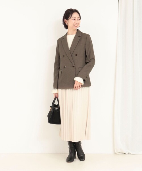 【日本製】エイココンドウ ミドルジャケット 42 タフタ ツィードシャークテーラードダブルジャケット（テーラードジャケット