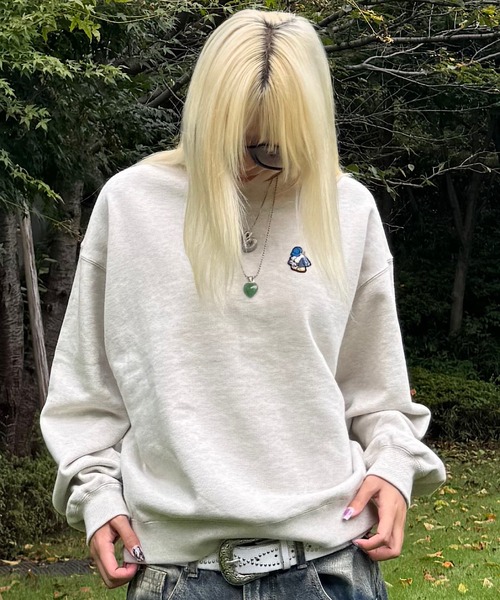 That's life（ザッツライフ）の「HEAVY WEIGHT 13.0oz "FLOWER BOY" LOGO SWEAT 長袖 スウェット 秋服 冬服 ビッグシルエット ヘビーウェイト 肉厚生地 ユニセックス トップス 裏パイル（スウェット・メンズ・ブラウン/ブラック/ネイビー/オートミール・MEDIUM/LARGE/X-LARGE）」の10枚目の写真