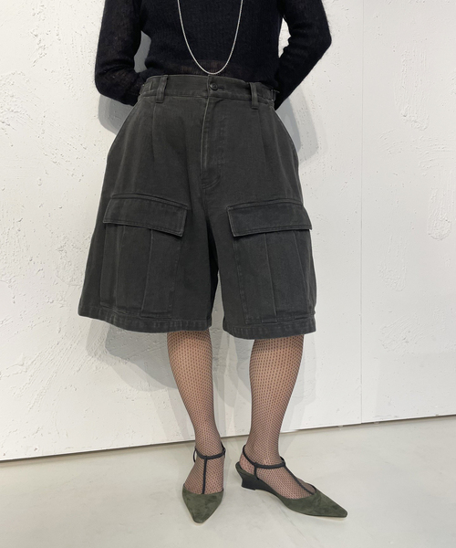 IENA LA BOUCLE コットンツイルワークハーフパンツ