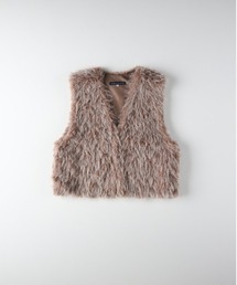 Right-on | 【HONEYSUCKLE ROSE】フェイクファー ベスト (エコファー / 体型カバー)(ベスト)