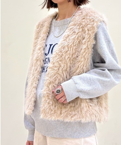 フェイクファーベスト HONEYSUCKLE ROSE】フェイクファー ベスト (エコファー / 体型カバー