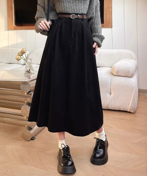 SallyLunn(サリーラン)の「コーデュロイフレアスカート(スカート・レディース・ブラウン/ブラック・L/M)」の3枚目の写真