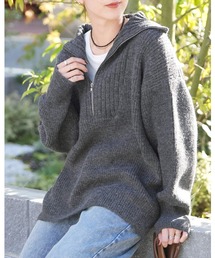 ハーフジップ」に該当するニット/セーター（グレー/灰色系・無地