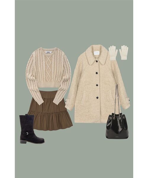 NICK&NICOLE(ニックアンドニコール)の「NICOLE BOUCLE WOOL HALF COAT_BEIGE(チェスターコート・レディース・その他・FREE)」の4枚目の写真