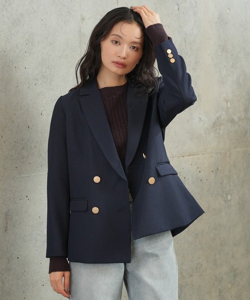 TRUDEA（トルディア）の「金釦ダブルブレストジャケット（テーラードジャケット・レディース・ネイビー/ブラウン/ブラック・SMALL/MEDIUM/LARGE）」の3枚目の写真