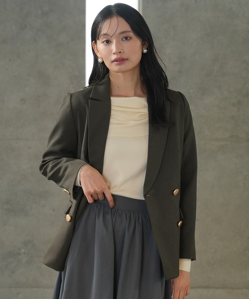 TRUDEA（トルディア）の「金釦ダブルブレストジャケット（テーラードジャケット・レディース・ネイビー/ブラウン/ブラック・SMALL/MEDIUM/LARGE）」の14枚目の写真