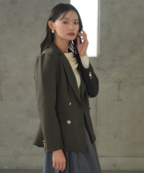 TRUDEA（トルディア）の「金釦ダブルブレストジャケット（テーラードジャケット・レディース・ネイビー/ブラウン/ブラック・SMALL/MEDIUM/LARGE）」の15枚目の写真