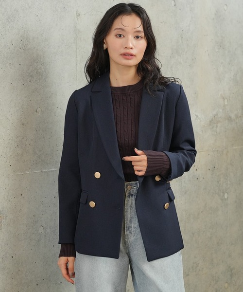 TRUDEA（トルディア）の「金釦ダブルブレストジャケット（テーラードジャケット・レディース・ネイビー/ブラウン/ブラック・SMALL/MEDIUM/LARGE）」の18枚目の写真