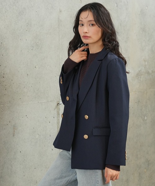 TRUDEA（トルディア）の「金釦ダブルブレストジャケット（テーラードジャケット・レディース・ネイビー/ブラウン/ブラック・SMALL/MEDIUM/LARGE）」の19枚目の写真
