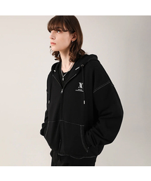 AVANDRESS | UNISEX AV OVERSIZED ZIP-UP BLACK STITCH(パーカー)