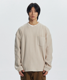 OVERSIZED WAFFLE POCKET TEE 002 _ CREAM