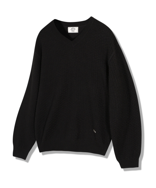 GUBIN(グビン)の「レトロパターンVネックニット - ブラック(ニット/セーター・メンズ・その他・MEDIUM/LARGE)」の1枚目の写真