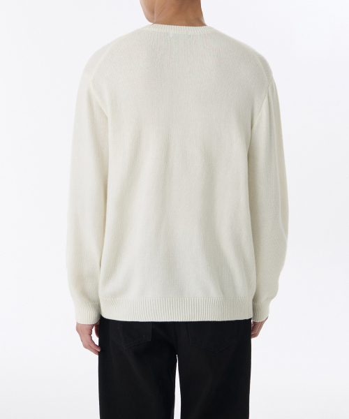 MUSINSA STANDARD（ムシンサスタンダード）の「エッセンシャルクルーネックニット[クリーム]（ニット/セーター・メンズ・その他・SMALL/MEDIUM/LARGE/X-LARGE/XX-LARGE）」の2枚目の写真