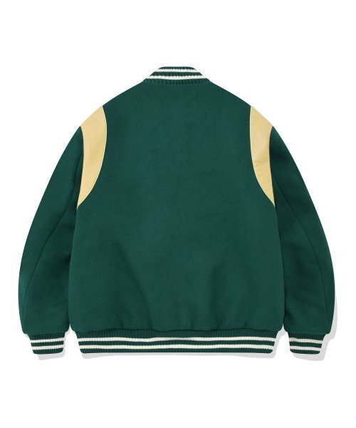 セール】BIG R LOGO PATCH STADIUM JACKET [GREEN]（スタジャン