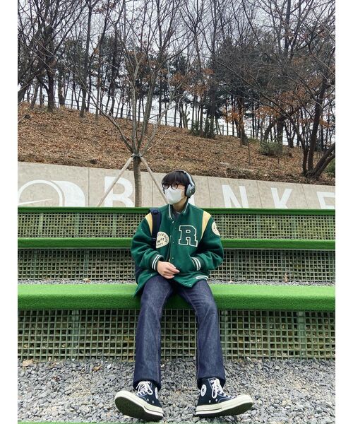 Retriever Club（レトリーバークラブ）の「BIG R LOGO PATCH STADIUM JACKET [GREEN]（スタジャン・レディース・その他・LARGE）」の3枚目の写真