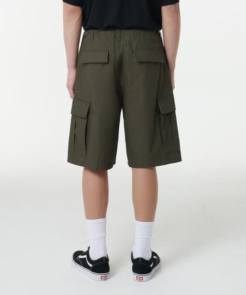 MUSINSA STANDARD（ムシンサスタンダード）の「コットンワイドカーゴショーツ[カーキ]（その他パンツ・メンズ・その他・27/28/29/30/31/32/33/34/36）」の3枚目の写真