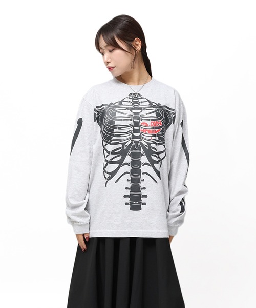 EXAMPLE（エグザンプル）の「EXAMPLE BONES HEART L/S TEE（Tシャツ/カットソー・メンズ・ブラック/アッシュ/ブラック系その他/ホワイト・M/L/XL/XXL）」の8枚目の写真