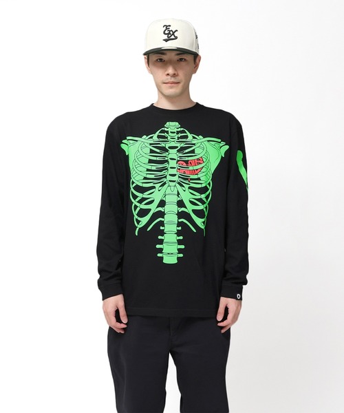 EXAMPLE（エグザンプル）の「EXAMPLE BONES HEART L/S TEE（Tシャツ/カットソー・メンズ・ブラック/アッシュ/ブラック系その他/ホワイト・M/L/XL/XXL）」の5枚目の写真