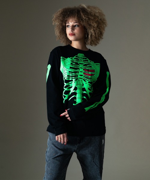 EXAMPLE（エグザンプル）の「EXAMPLE BONES HEART L/S TEE（Tシャツ/カットソー・メンズ・ブラック/アッシュ/ブラック系その他/ホワイト・M/L/XL/XXL）」の11枚目の写真