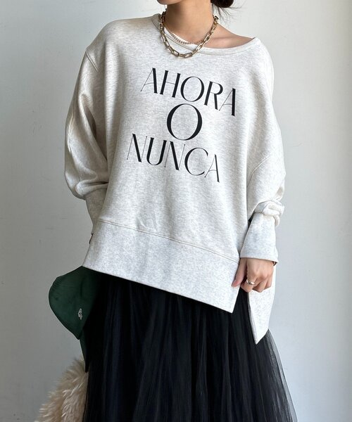 DouDou(ドゥドゥ)の「【WEB限定】サイドスリットロゴスウェット(Tシャツ/カットソー・レディース・ライトベージュ/グレー/チャコールグレー・FREE)」の21枚目の写真