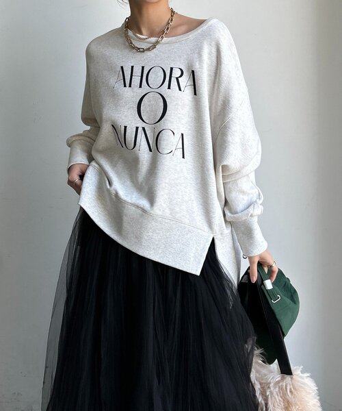 DouDou(ドゥドゥ)の「【WEB限定】サイドスリットロゴスウェット(Tシャツ/カットソー・レディース・ライトベージュ/グレー/チャコールグレー・FREE)」の22枚目の写真