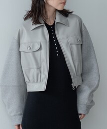 GALLEST | レザー調メルトンMIXブルゾン(ブルゾン)