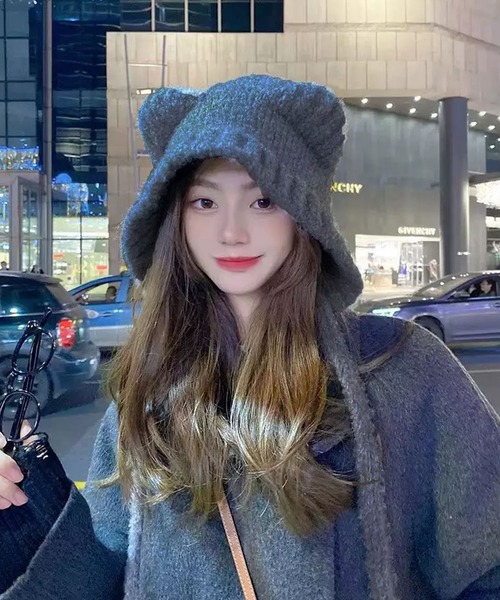 VIBGYOR（ヴィブジョー）の「【EIZZ/アイズ】耳デザイン 紐付き ニットキャップ（ニットキャップ/ビーニー・レディース・ブラック/ブラウン/ホワイト/チャコール・FREE）」の3枚目の写真