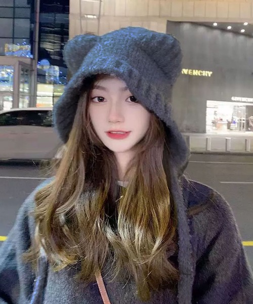 VIBGYOR（ヴィブジョー）の「【EIZZ/アイズ】耳デザイン 紐付き ニットキャップ（ニットキャップ/ビーニー・レディース・ブラック/ブラウン/ホワイト/チャコール・FREE）」の5枚目の写真