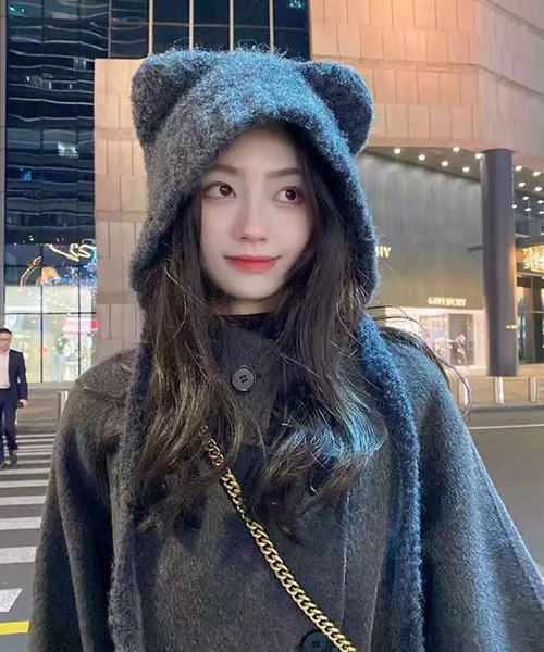 VIBGYOR（ヴィブジョー）の「【EIZZ/アイズ】耳デザイン 紐付き ニットキャップ（ニットキャップ/ビーニー・レディース・ブラック/ブラウン/ホワイト/チャコール・FREE）」の8枚目の写真