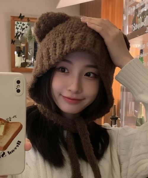 VIBGYOR（ヴィブジョー）の「【EIZZ/アイズ】耳デザイン 紐付き ニットキャップ（ニットキャップ/ビーニー・レディース・ブラック/ブラウン/ホワイト/チャコール・FREE）」の12枚目の写真