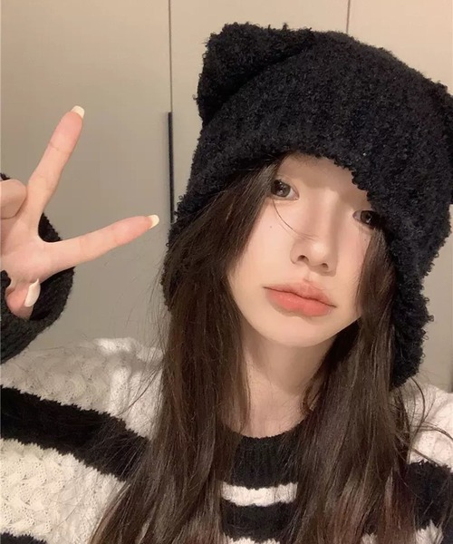 VIBGYOR（ヴィブジョー）の「【EIZZ/アイズ】耳デザイン 紐付き ニットキャップ（ニットキャップ/ビーニー・レディース・ブラック/ブラウン/ホワイト/チャコール・FREE）」の13枚目の写真