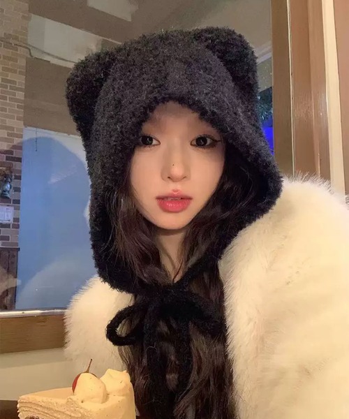 VIBGYOR（ヴィブジョー）の「【EIZZ/アイズ】耳デザイン 紐付き ニットキャップ（ニットキャップ/ビーニー・レディース・ブラック/ブラウン/ホワイト/チャコール・FREE）」の14枚目の写真