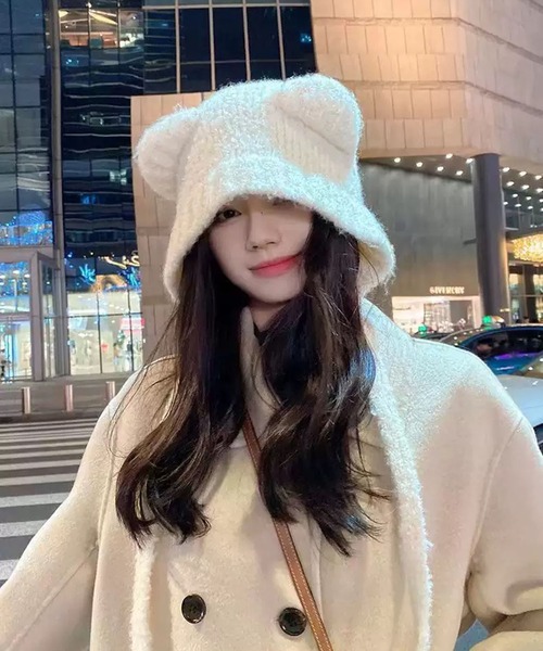 VIBGYOR（ヴィブジョー）の「【EIZZ/アイズ】耳デザイン 紐付き ニットキャップ（ニットキャップ/ビーニー・レディース・ブラック/ブラウン/ホワイト/チャコール・FREE）」の19枚目の写真