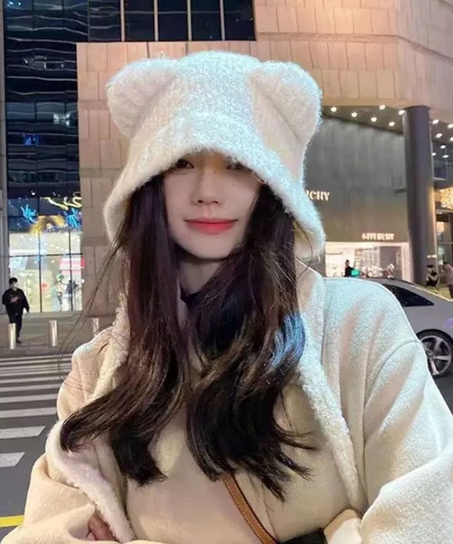 VIBGYOR（ヴィブジョー）の「【EIZZ/アイズ】耳デザイン 紐付き ニットキャップ（ニットキャップ/ビーニー・レディース・ブラック/ブラウン/ホワイト/チャコール・FREE）」の20枚目の写真