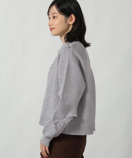 LAKOLE(ラコレ)の「6ゲージフリンジジャガードニットプルオーバー / 613124(ニット/セーター・レディース・ラベンダー/グレー/アイボリー・FREE)」の13枚目の写真