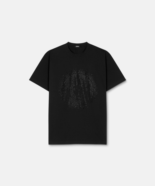 VERSACE(ヴェルサーチ)の「装飾付き コットンジャージー Tシャツ(Tシャツ/カットソー・レディース・ブラック・36/38)」の1枚目の写真