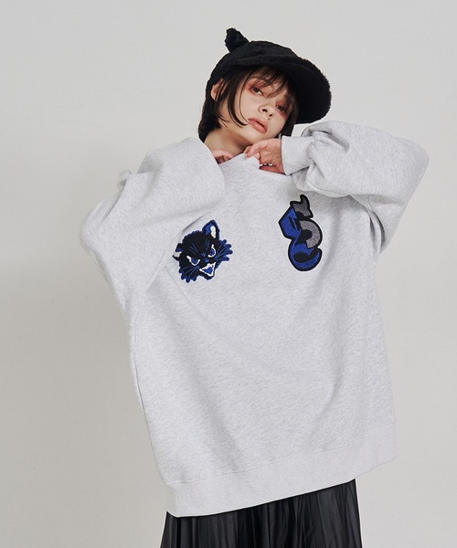 SeeSew(シーソー)の「【UNISEX】NEKOMATA CRUE SWEAT/ネコマタクルースウェット(スウェット・メンズ・ブラック/チャコールグレー/ライトグレー・M/L)」の3枚目の写真