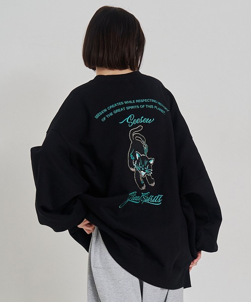 SeeSew(シーソー)の「【UNISEX】NEKOMATA CRUE SWEAT/ネコマタクルースウェット(スウェット・メンズ・ブラック/チャコールグレー/ライトグレー・M/L)」の5枚目の写真