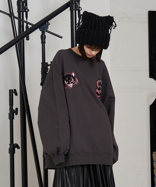 SeeSew(シーソー)の「【UNISEX】NEKOMATA CRUE SWEAT/ネコマタクルースウェット(スウェット・メンズ・ブラック/チャコールグレー/ライトグレー・M/L)」の7枚目の写真