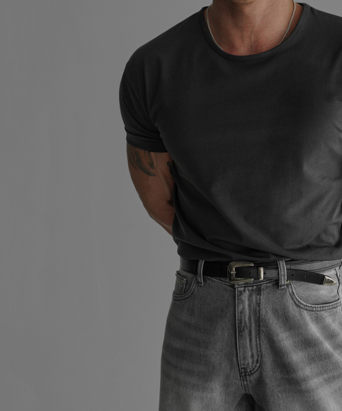 BOWLOW PRODUCT（バウロープロダクト）の「プレミアムコットンマッスルフィット半袖Tシャツ[チャコール]（Tシャツ/カットソー・メンズ・その他・MEDIUM/LARGE/X-LARGE）」の2枚目の写真