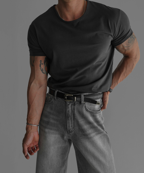 BOWLOW PRODUCT（バウロープロダクト）の「プレミアムコットンマッスルフィット半袖Tシャツ[チャコール]（Tシャツ/カットソー・メンズ・その他・MEDIUM/LARGE/X-LARGE）」の3枚目の写真