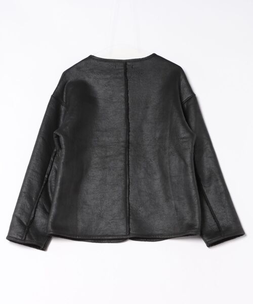 セール】レーザーとボア兼用のノーカラージャケット（ノーカラー