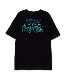 オーシャングラフィティレタリングスーピマコットンラウンドネック半袖Tシャツ_ブラック